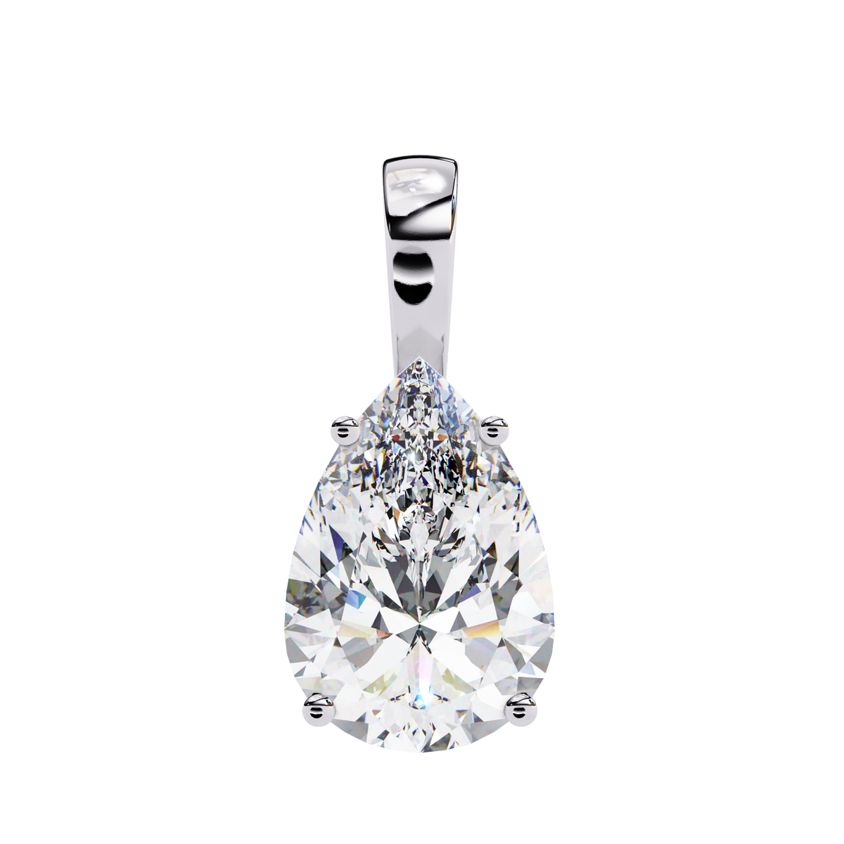 Reverra 14K Pear Diamond Solitaire Pendant Necklace, CTTW-0.96