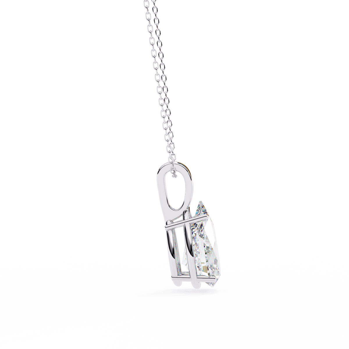 Reverra 14K Pear Diamond Solitaire Pendant Necklace, CTTW-0.96