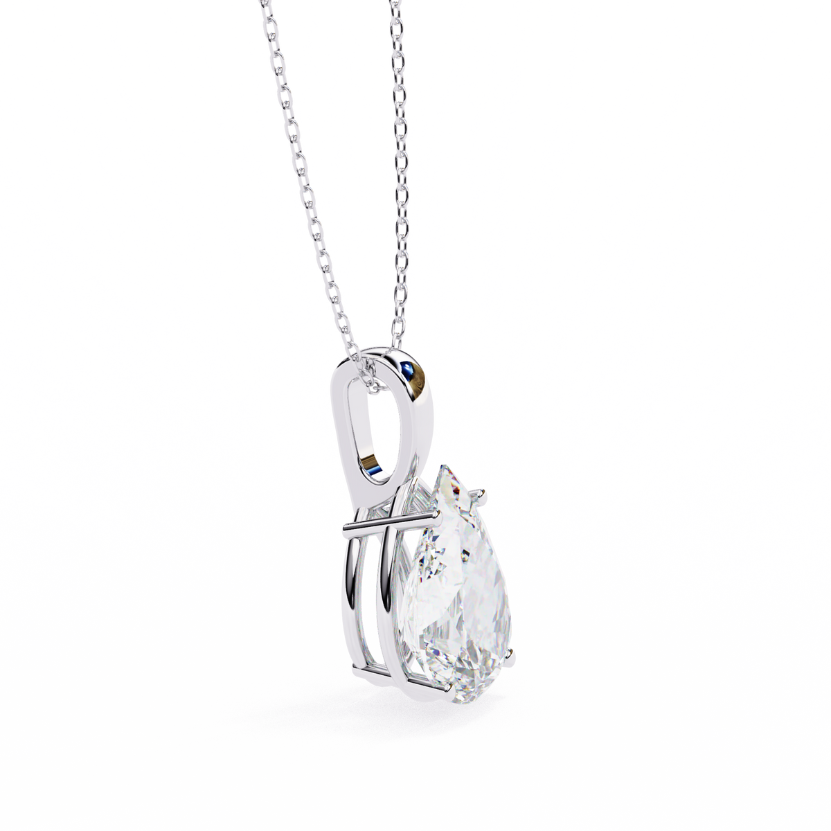 Reverra 14K Pear Diamond Solitaire Pendant Necklace, CTTW-0.96