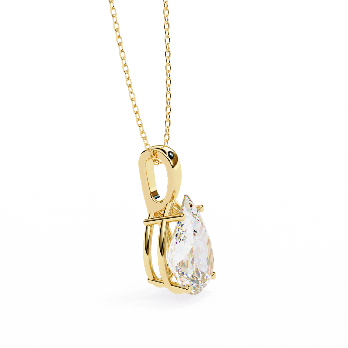 Reverra 14K Pear Diamond Solitaire Pendant Necklace, CTTW-0.96