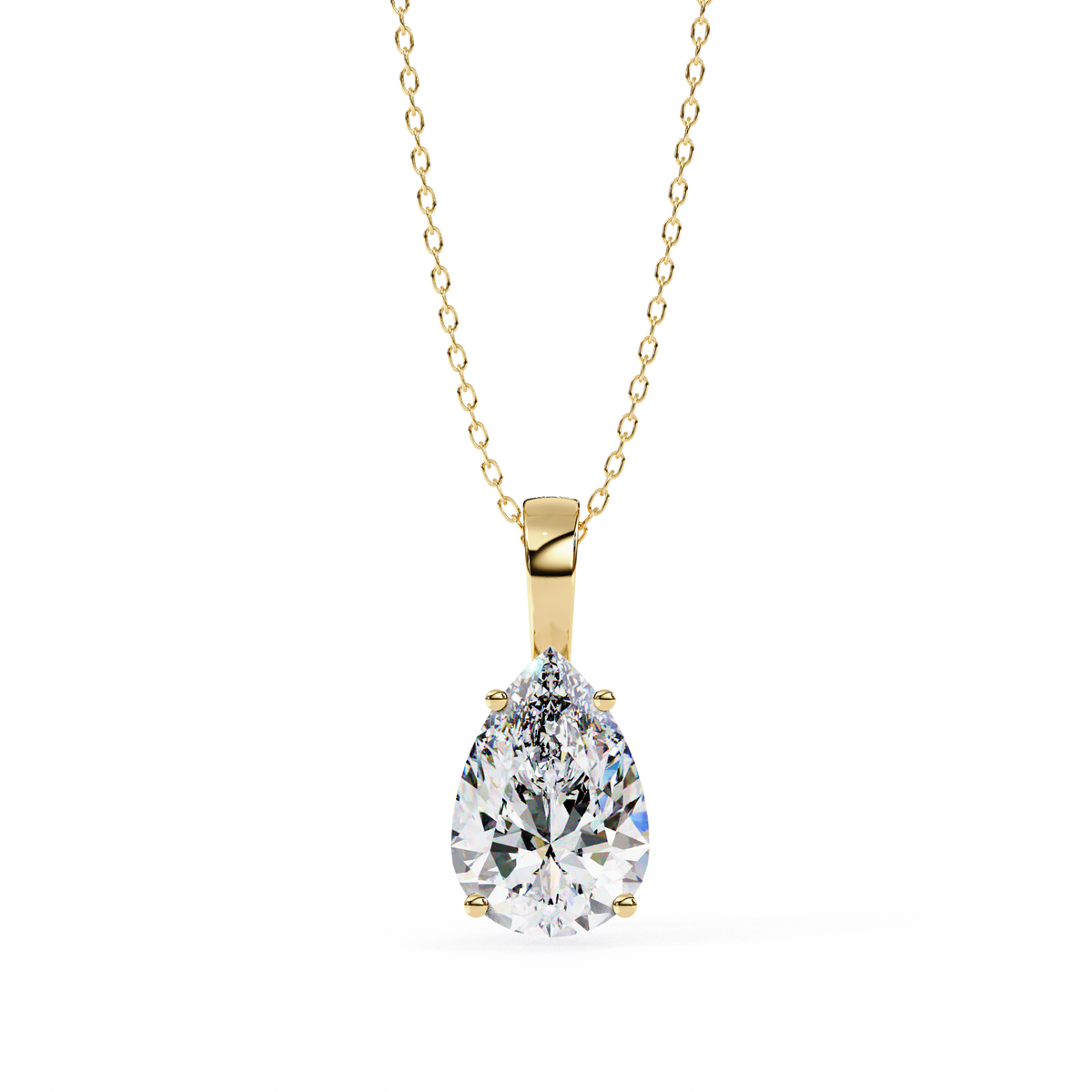 Reverra 14K Pear Diamond Solitaire Pendant Necklace, CTTW-0.96