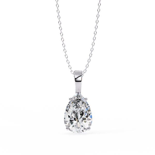Reverra 14K Gold Pear Lab Grown Diamond Solitaire Pendant For Women, CTTW-2.06 - Reverra Jewels Inc.