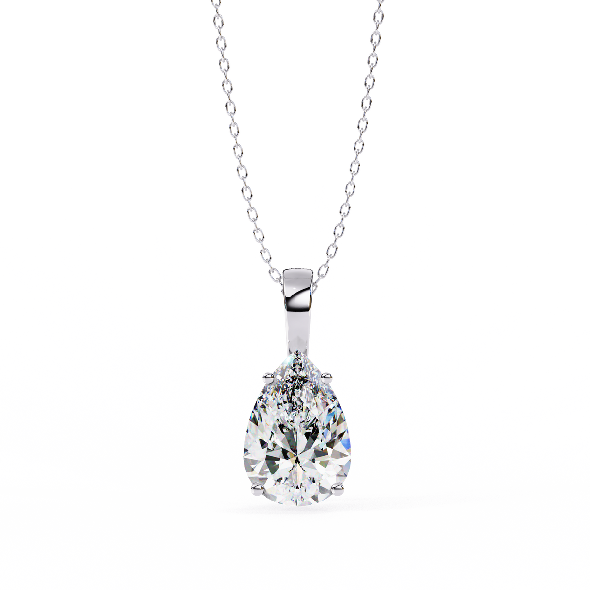 Reverra 14K Pear Diamond Solitaire Pendant Necklace, CTTW-0.96