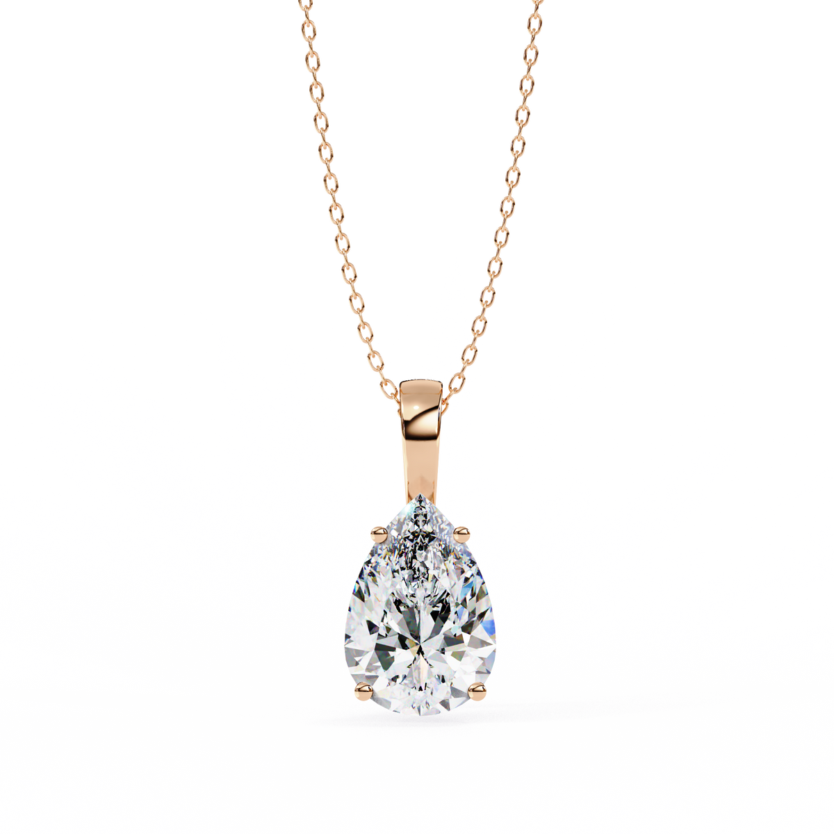 Reverra 14K Pear Diamond Solitaire Pendant Necklace, CTTW-0.96