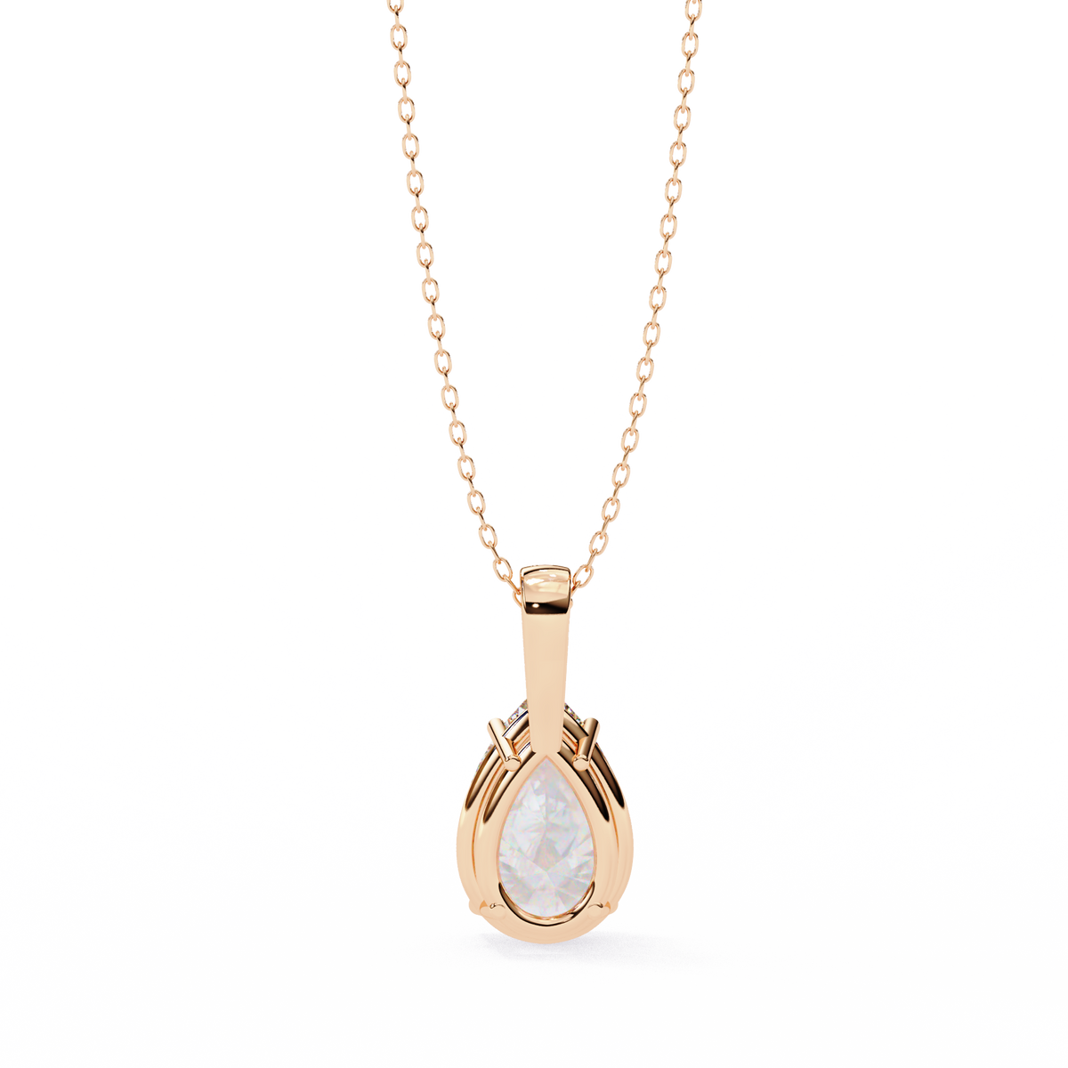Reverra 14K Pear Diamond Solitaire Pendant Necklace, CTTW-0.96