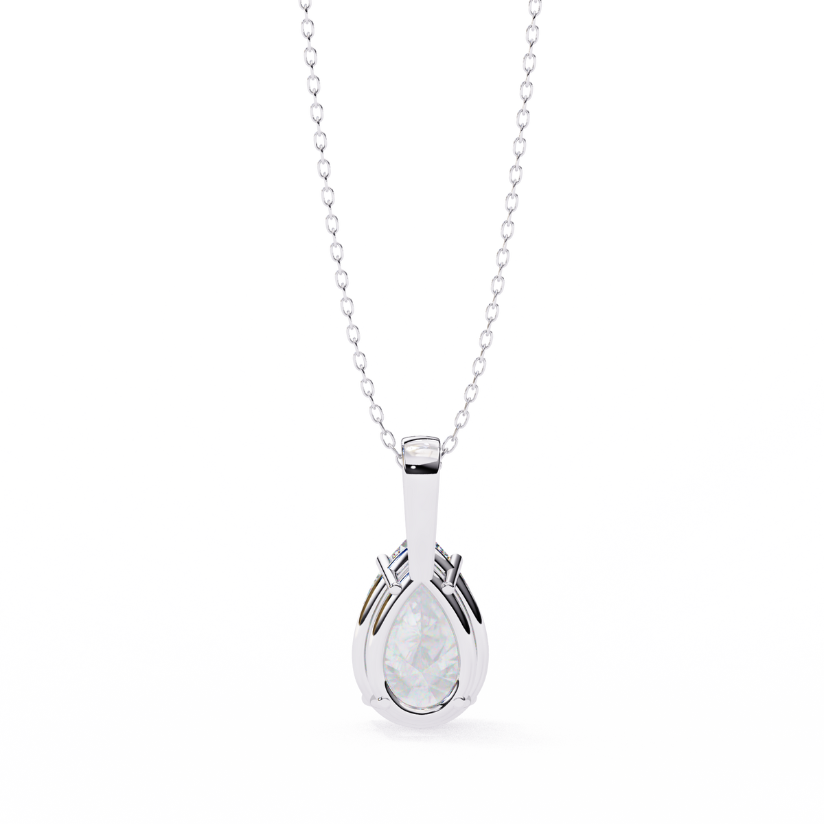 Reverra 14K Pear Diamond Solitaire Pendant Necklace, CTTW-0.96