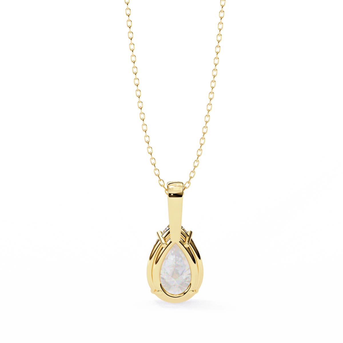 Reverra 14K Pear Diamond Solitaire Pendant Necklace, CTTW-0.96