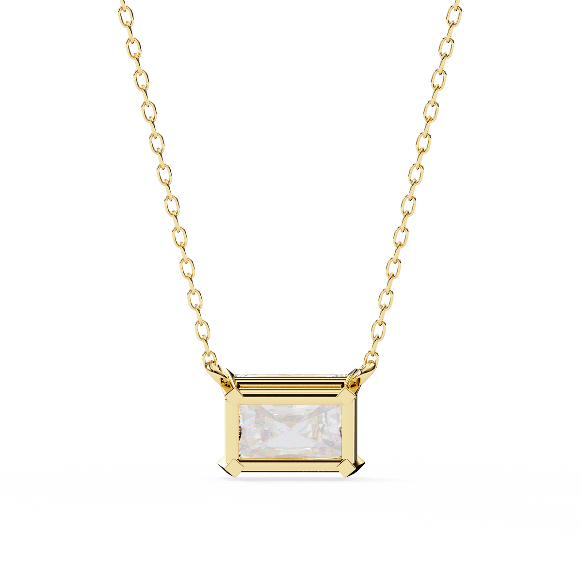 Reverra 14K Radiant Diamond Solitaire Pendant Necklace, CTTW-1.95