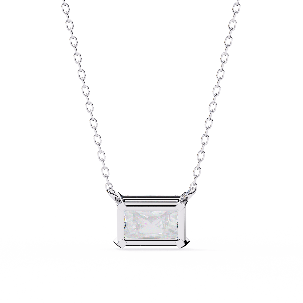 Reverra 14K Radiant Diamond Solitaire Pendant Necklace, CTTW-1.95