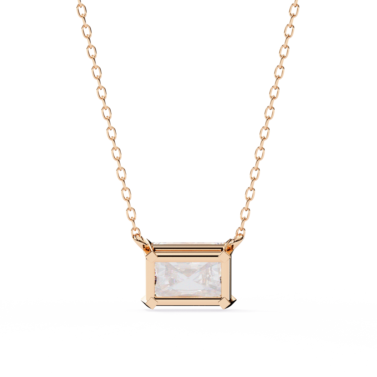 Reverra 14K Radiant Diamond Solitaire Pendant Necklace, CTTW-1.95