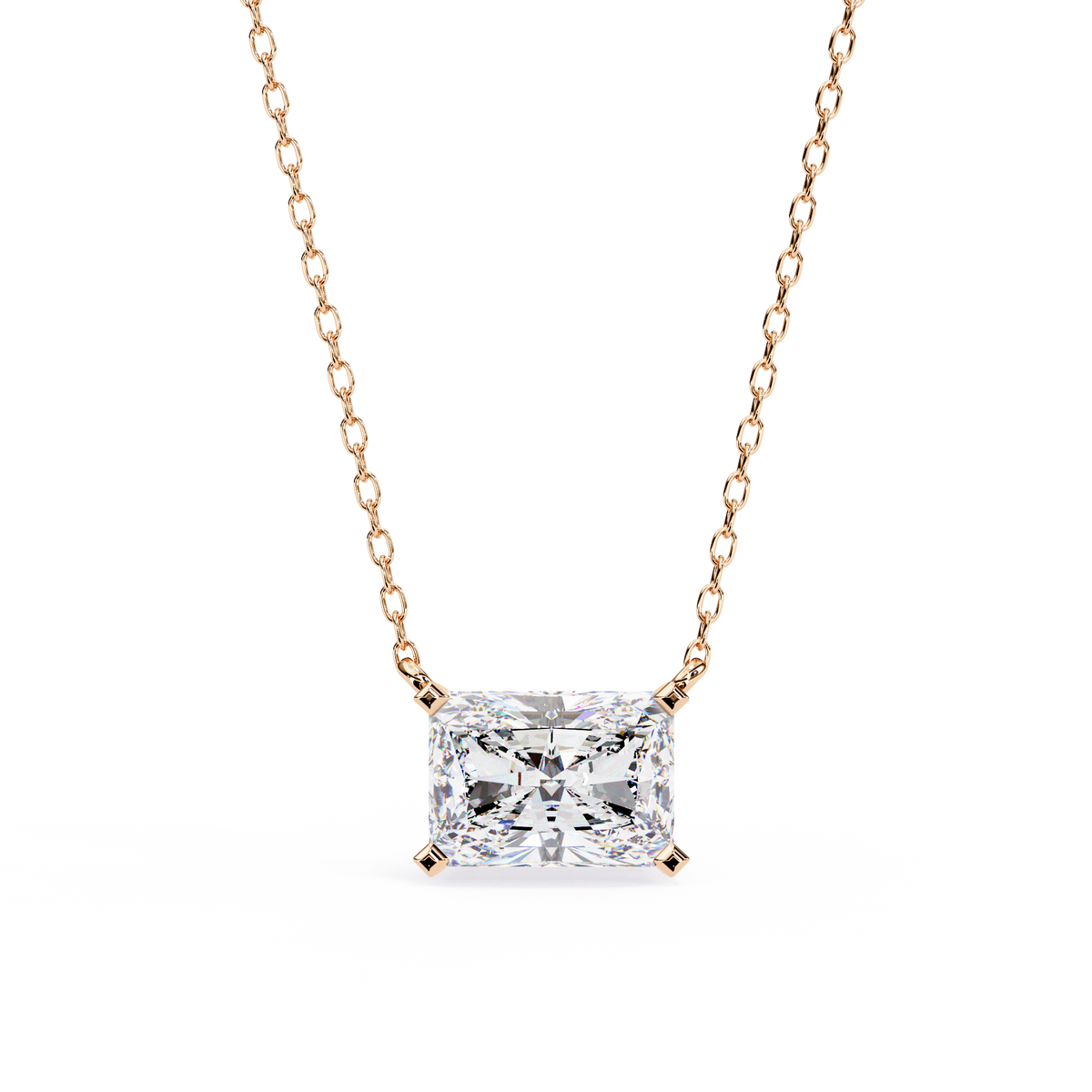 Reverra 14K Radiant Diamond Solitaire Pendant Necklace, CTTW-1.95