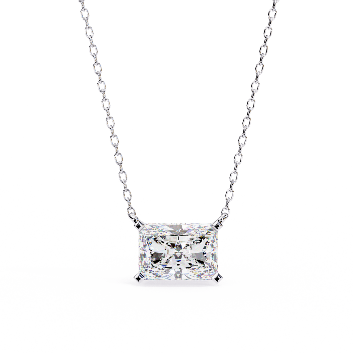 Reverra 14K Radiant Diamond Solitaire Pendant Necklace, CTTW-1.95
