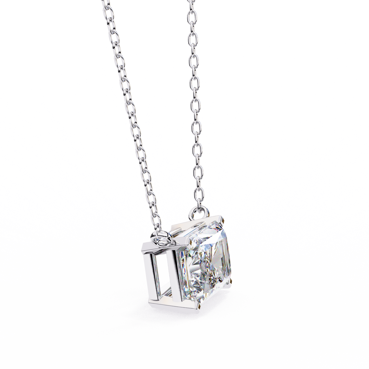 Reverra 14K Radiant Diamond Solitaire Pendant Necklace, CTTW-1.95