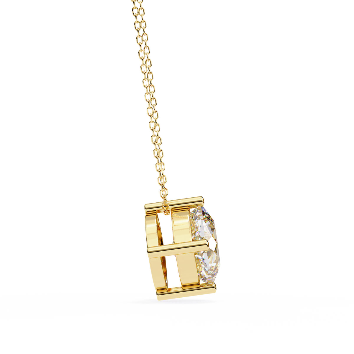 Reverra 14K Cushion Diamond Solitaire Pendant Necklace, CTTW-2.32