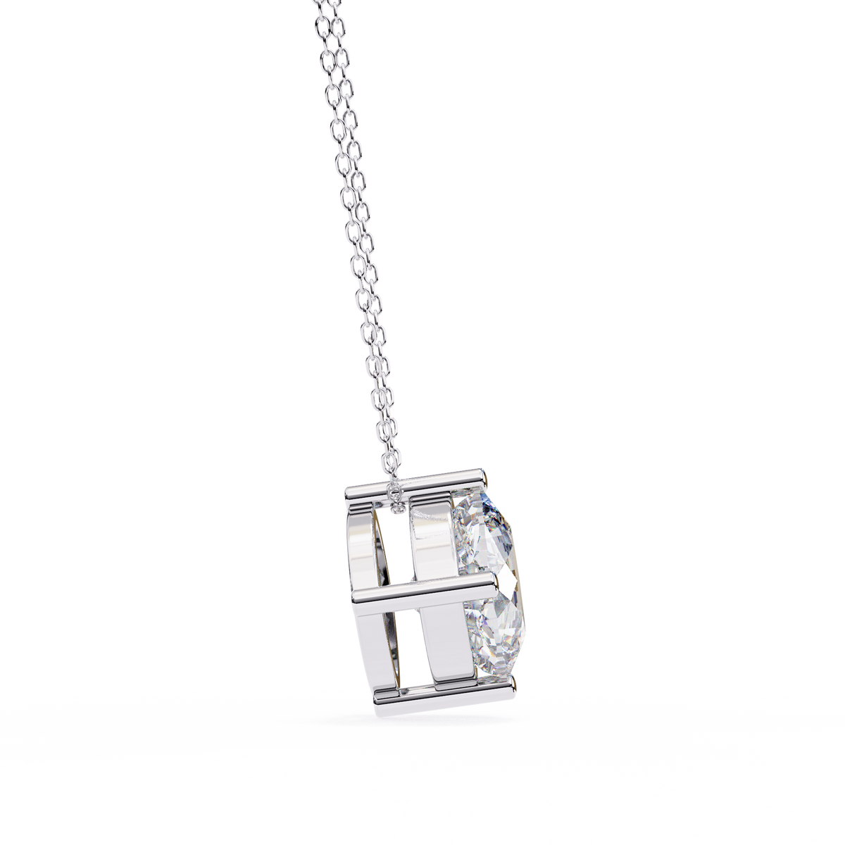 Reverra 14K Cushion Diamond Solitaire Pendant Necklace, CTTW-2.32