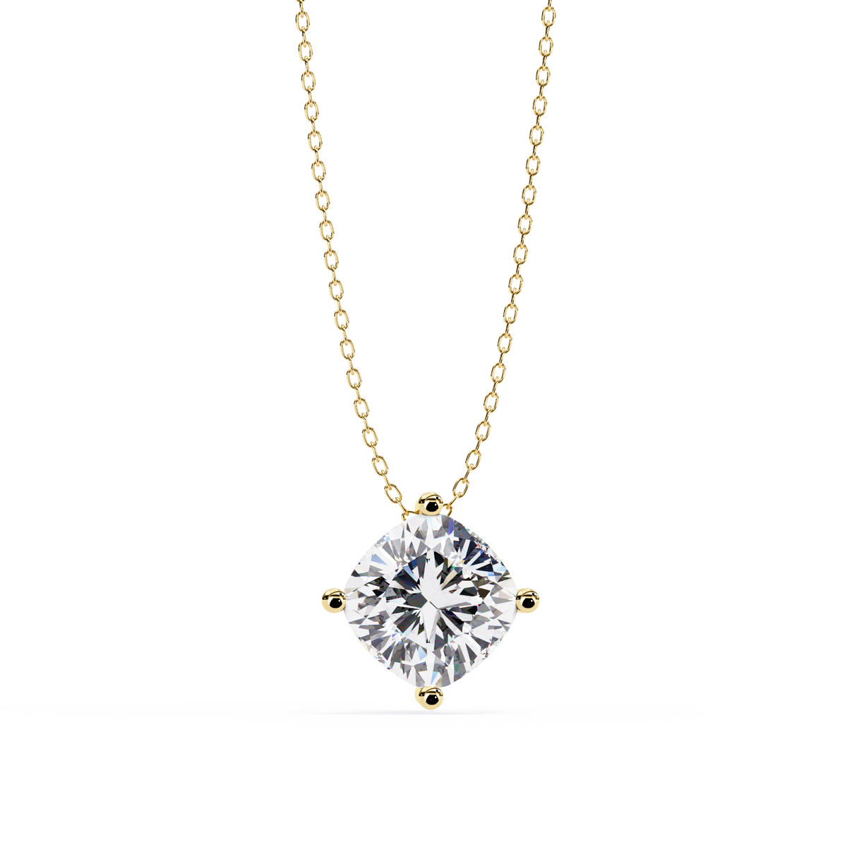 Reverra 14K Gold Cushion Lab Grown Diamond Solitaire Pendant For Women, CTTW-2.32