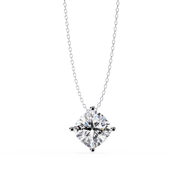 Reverra 14K Gold Cushion Lab Grown Diamond Solitaire Pendant For Women, CTTW-2.32