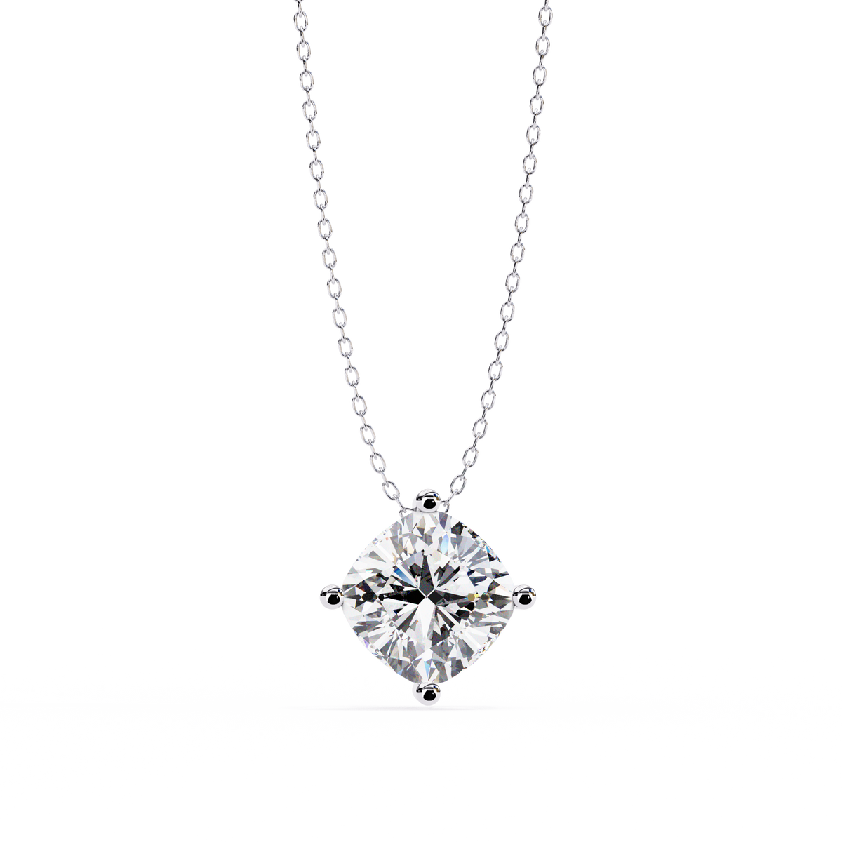 Reverra 14K Cushion Diamond Solitaire Pendant Necklace, CTTW-2.32