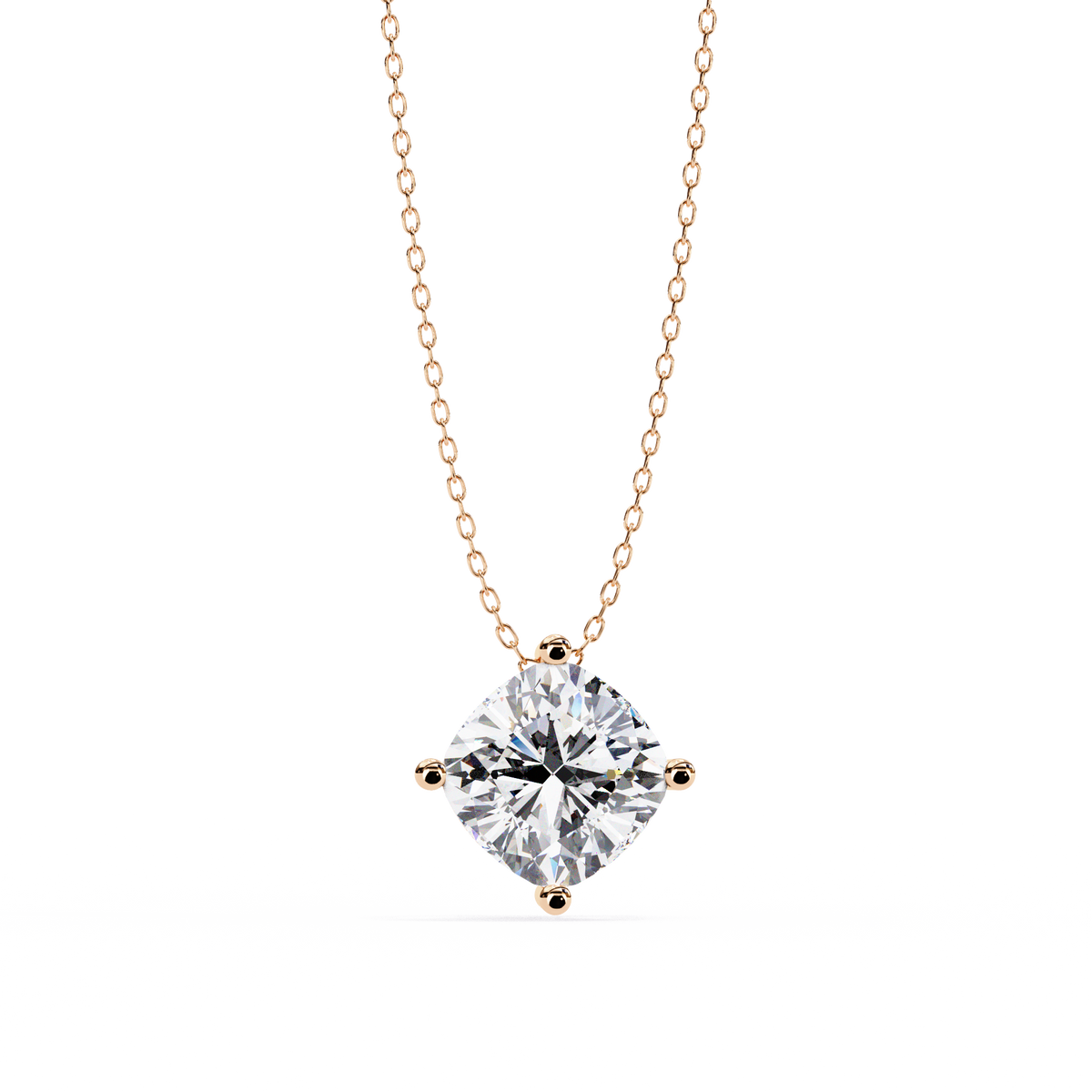 Reverra 14K Gold Cushion Lab Grown Diamond Solitaire Pendant For Women, CTTW-2.32