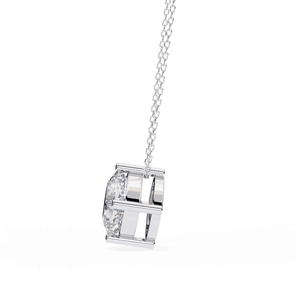 Reverra 14K Cushion Diamond Solitaire Pendant Necklace, CTTW-2.32