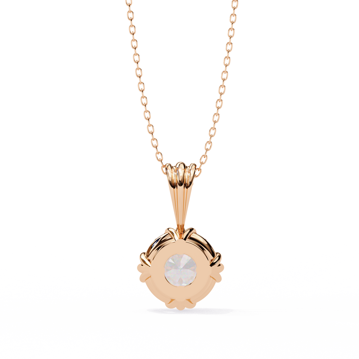 Reverra 14K Oval Diamond Solitaire Pendant Necklace, CTTW-2.04