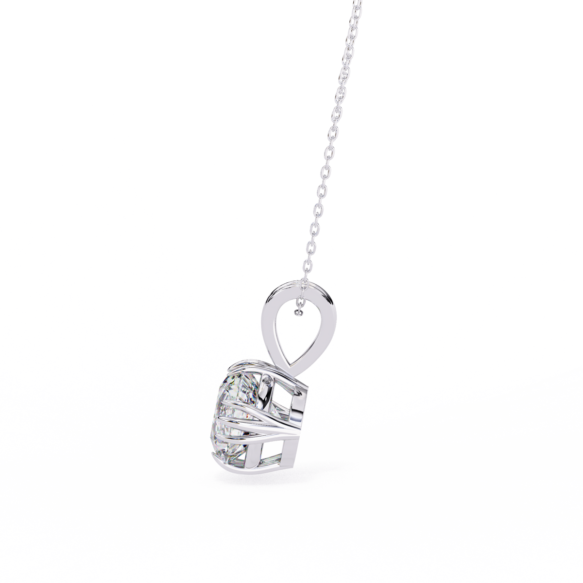 Reverra 14K Oval Diamond Solitaire Pendant Necklace, CTTW-2.04