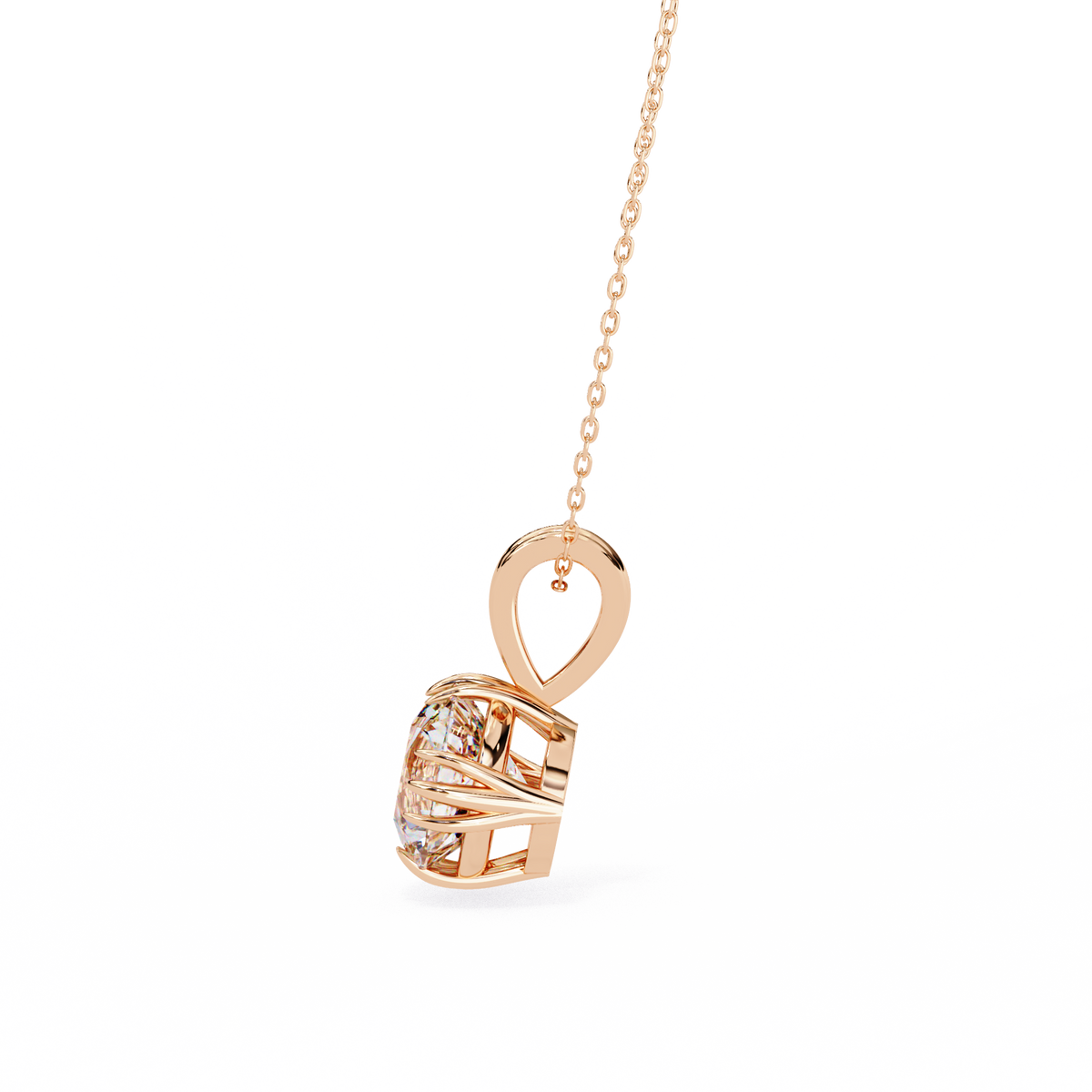 Reverra 14K Oval Diamond Solitaire Pendant Necklace, CTTW-2.04