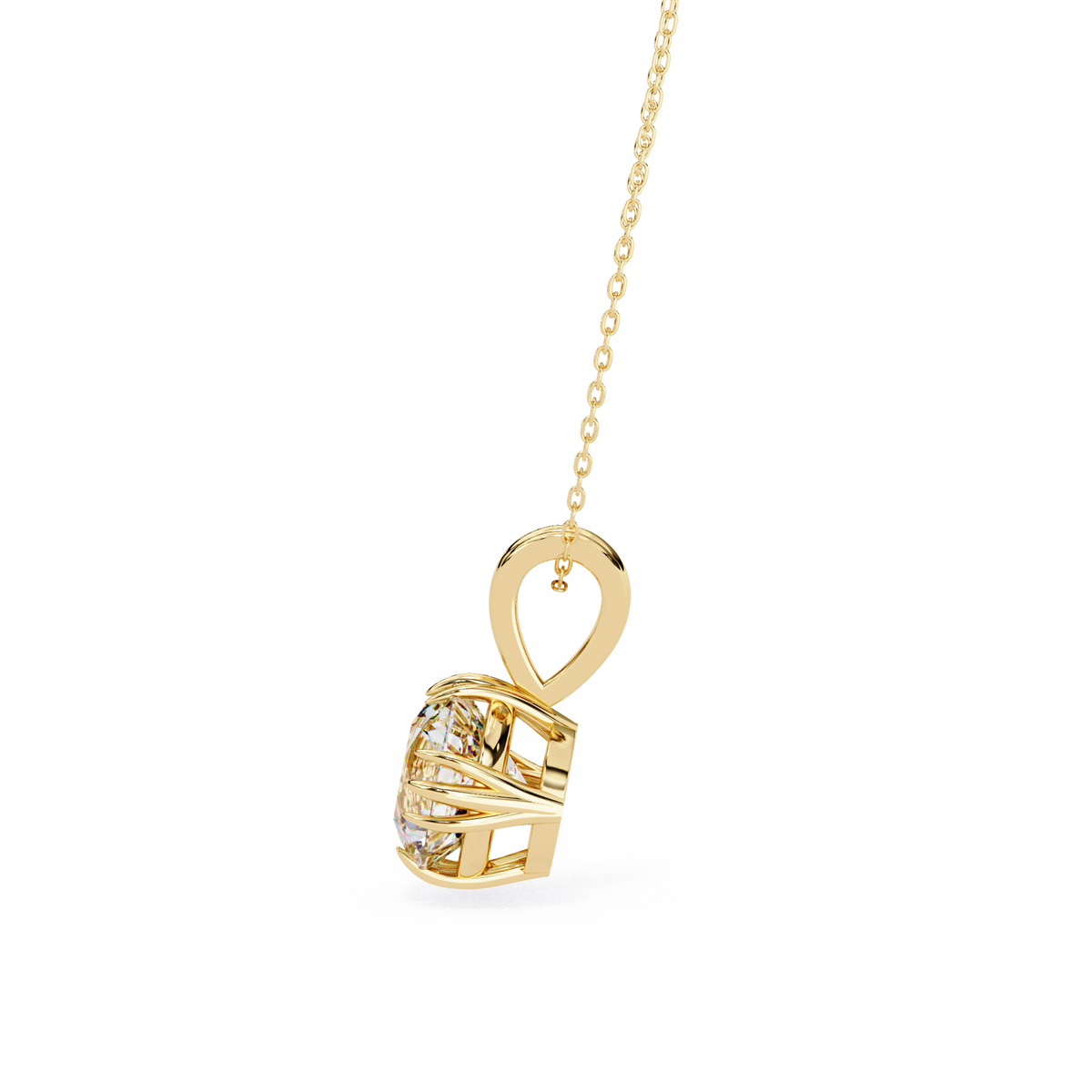 Reverra 14K Oval Diamond Solitaire Pendant Necklace, CTTW-2.04