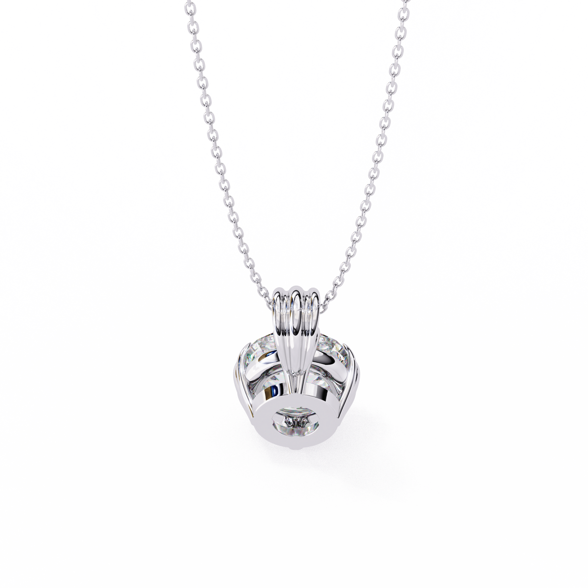 Reverra 14K Oval Diamond Solitaire Pendant Necklace, CTTW-2.04