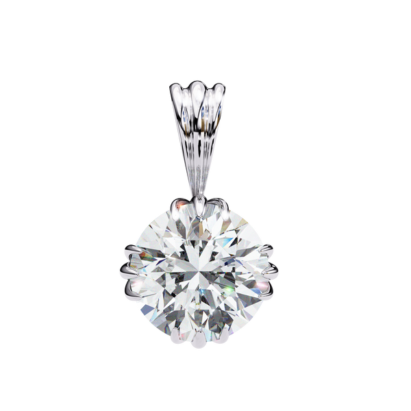 Reverra 14K Gold Round Lab Grown Diamond Solitaire Pendant For Women, CTTW-2.04