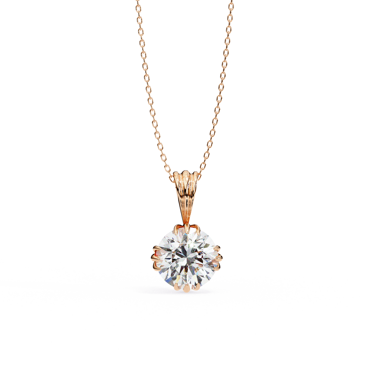 Reverra 14K Oval Diamond Solitaire Pendant Necklace, CTTW-2.04