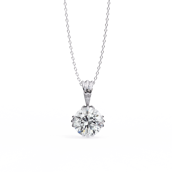 Reverra 14K Gold Round Lab Grown Diamond Solitaire Pendant For Women, CTTW-2.04 - Reverra Jewels Inc.