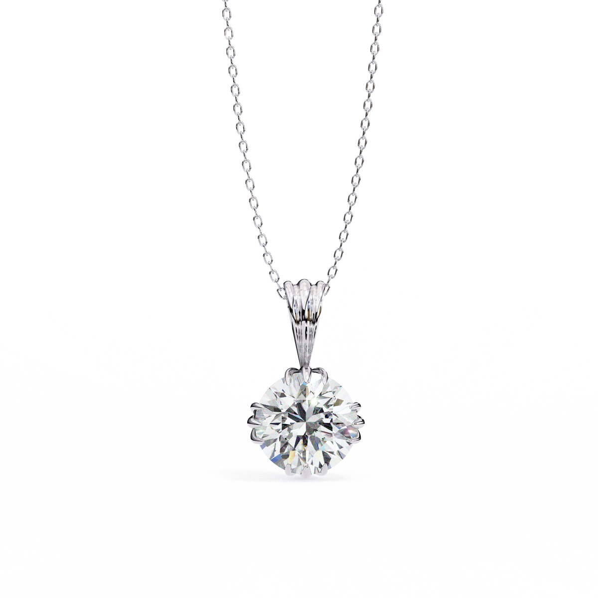 Reverra 14K Oval Diamond Solitaire Pendant Necklace, CTTW-2.04