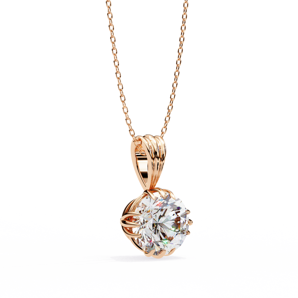 Reverra 14K Oval Diamond Solitaire Pendant Necklace, CTTW-2.04