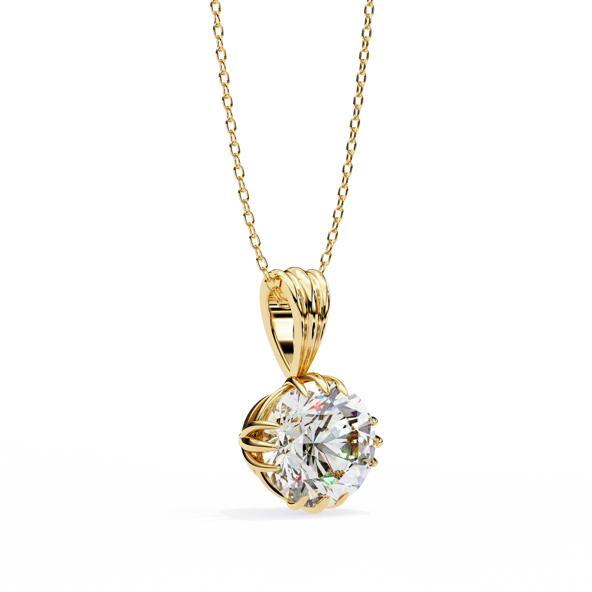 Reverra 14K Oval Diamond Solitaire Pendant Necklace, CTTW-2.04