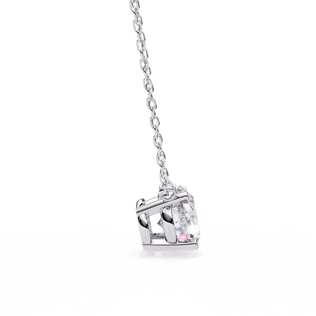 Reverra 14K Princess Diamond Solitaire Pendant Necklace, CTTW-1.66