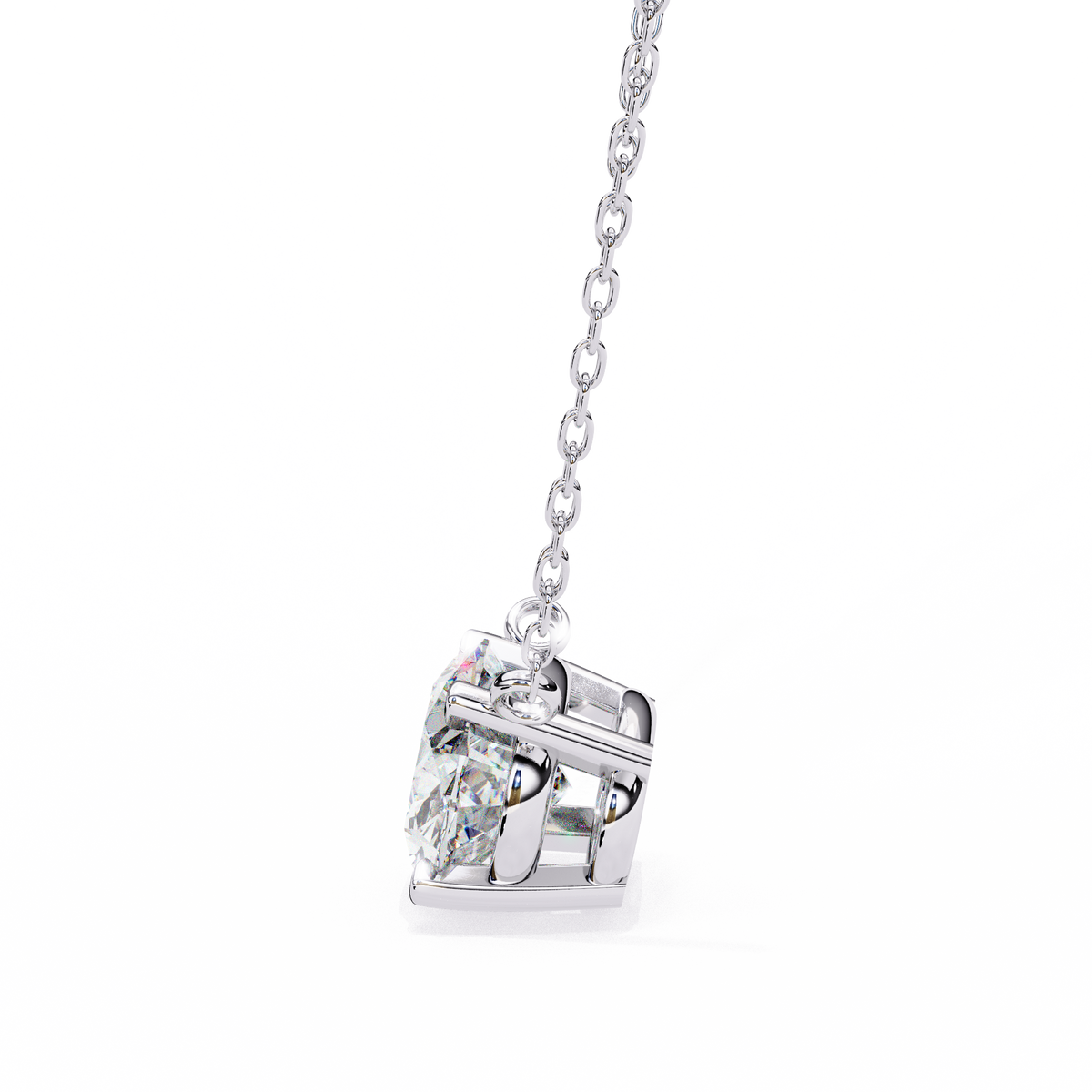 Reverra 14K Princess Diamond Solitaire Pendant Necklace, CTTW-1.66