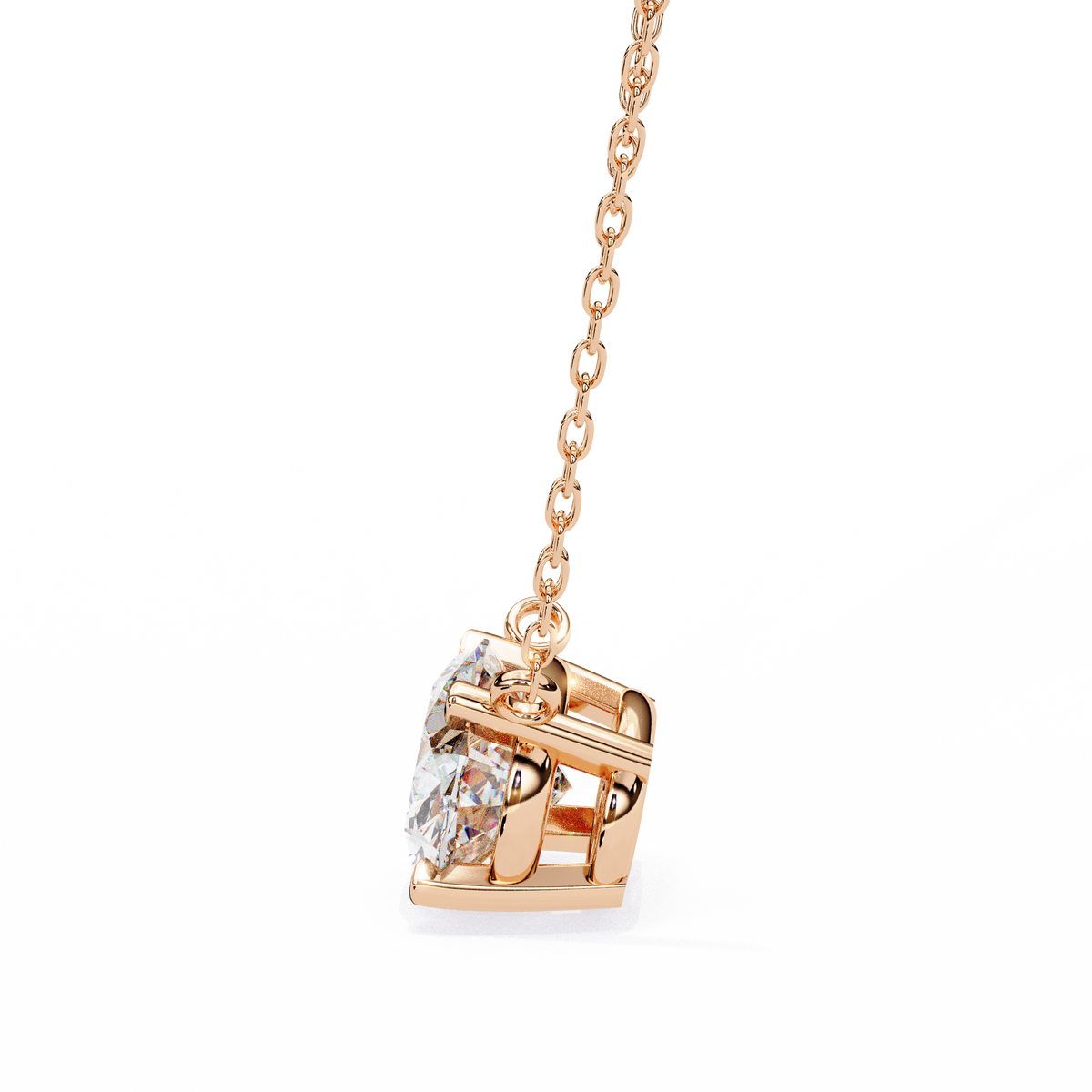 Reverra 14K Princess Diamond Solitaire Pendant Necklace, CTTW-1.66