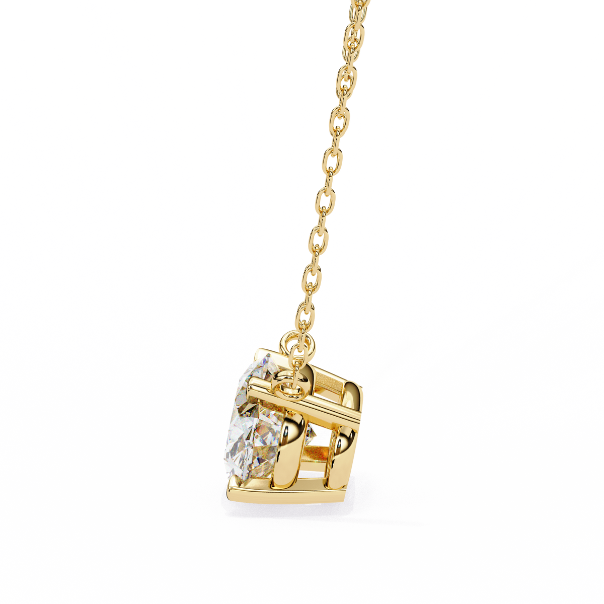 Reverra 14K Princess Diamond Solitaire Pendant Necklace, CTTW-1.66