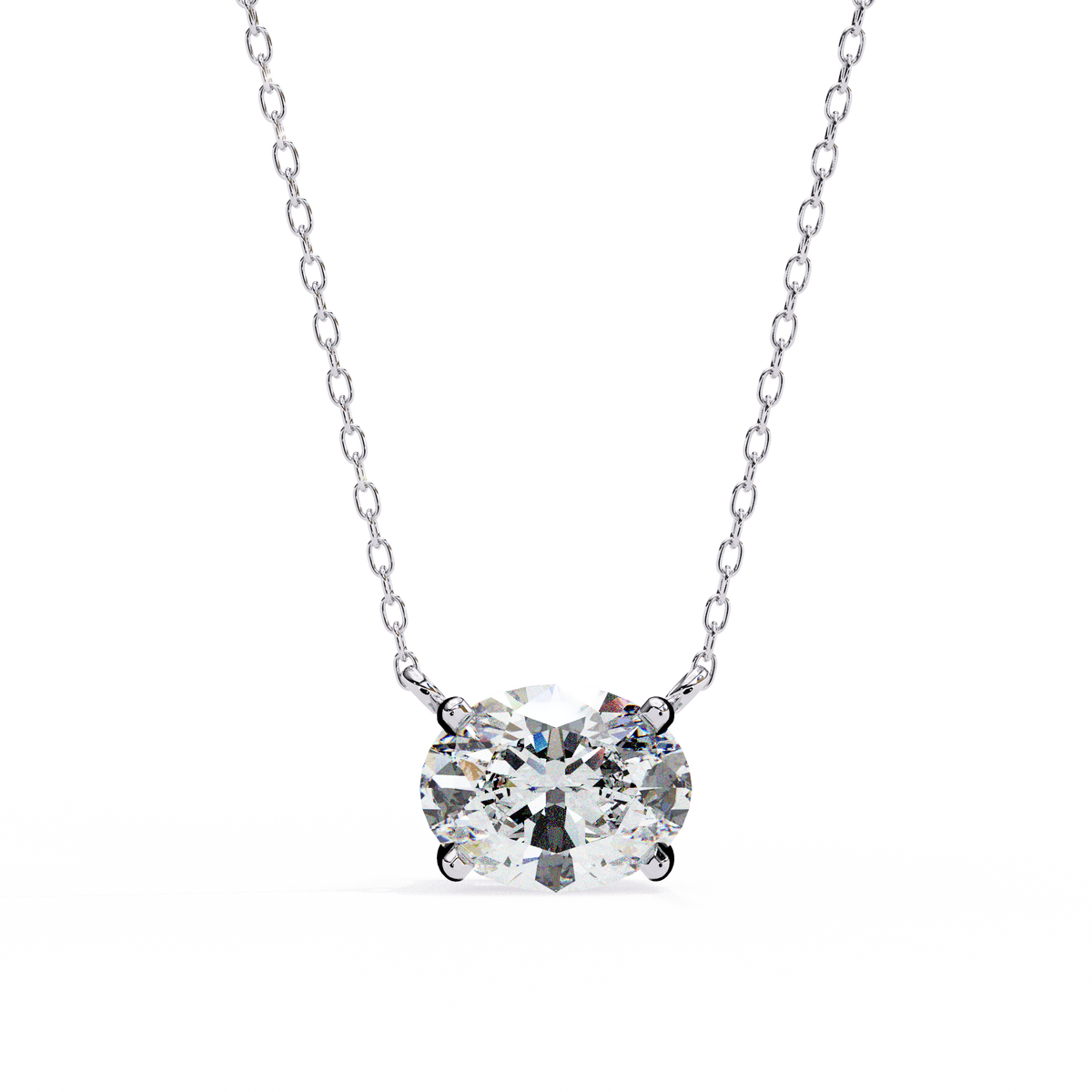 Reverra 14K Princess Diamond Solitaire Pendant Necklace, CTTW-1.66