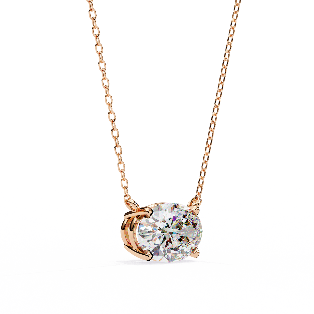 Reverra 14K Princess Diamond Solitaire Pendant Necklace, CTTW-1.66