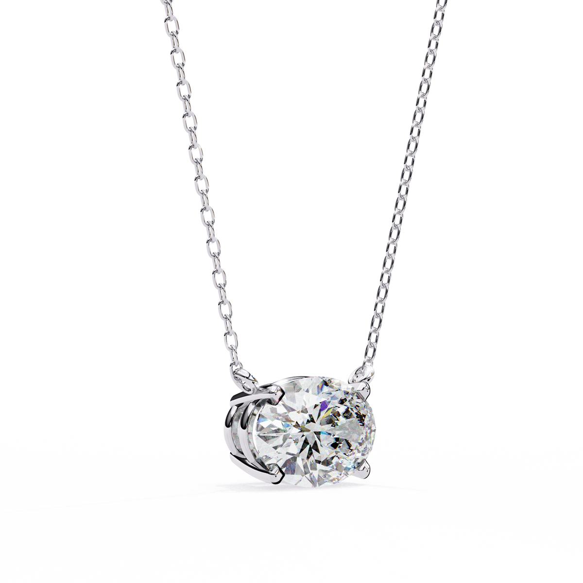 Reverra 14K Princess Diamond Solitaire Pendant Necklace, CTTW-1.66