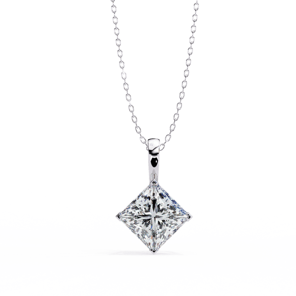 Reverra 14K Gold Princess Lab Grown Diamond Pendant For Women, CTTW-2.87 - Reverra Jewels Inc.
