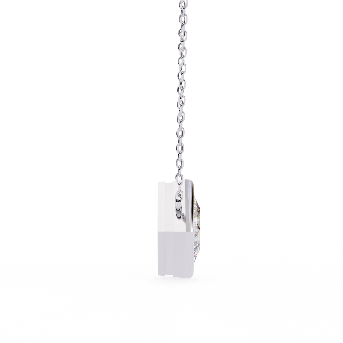 Reverra 14K Princess Diamond Bezel Pendant Necklace, CTTW-2.01