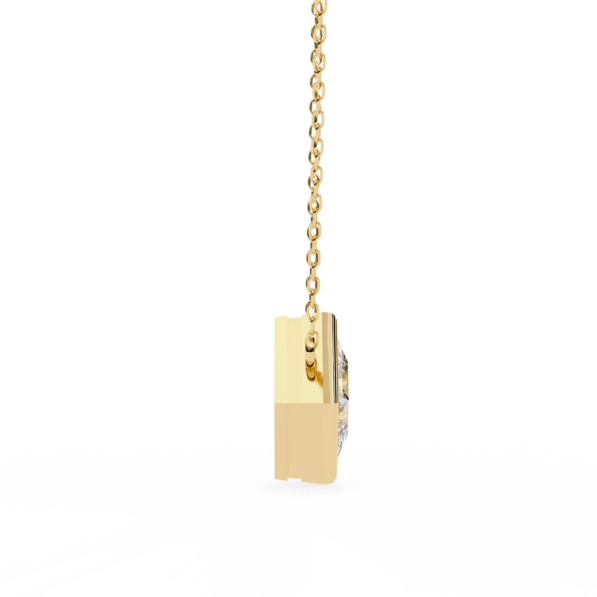 Reverra 14K Princess Diamond Bezel Pendant Necklace, CTTW-2.01