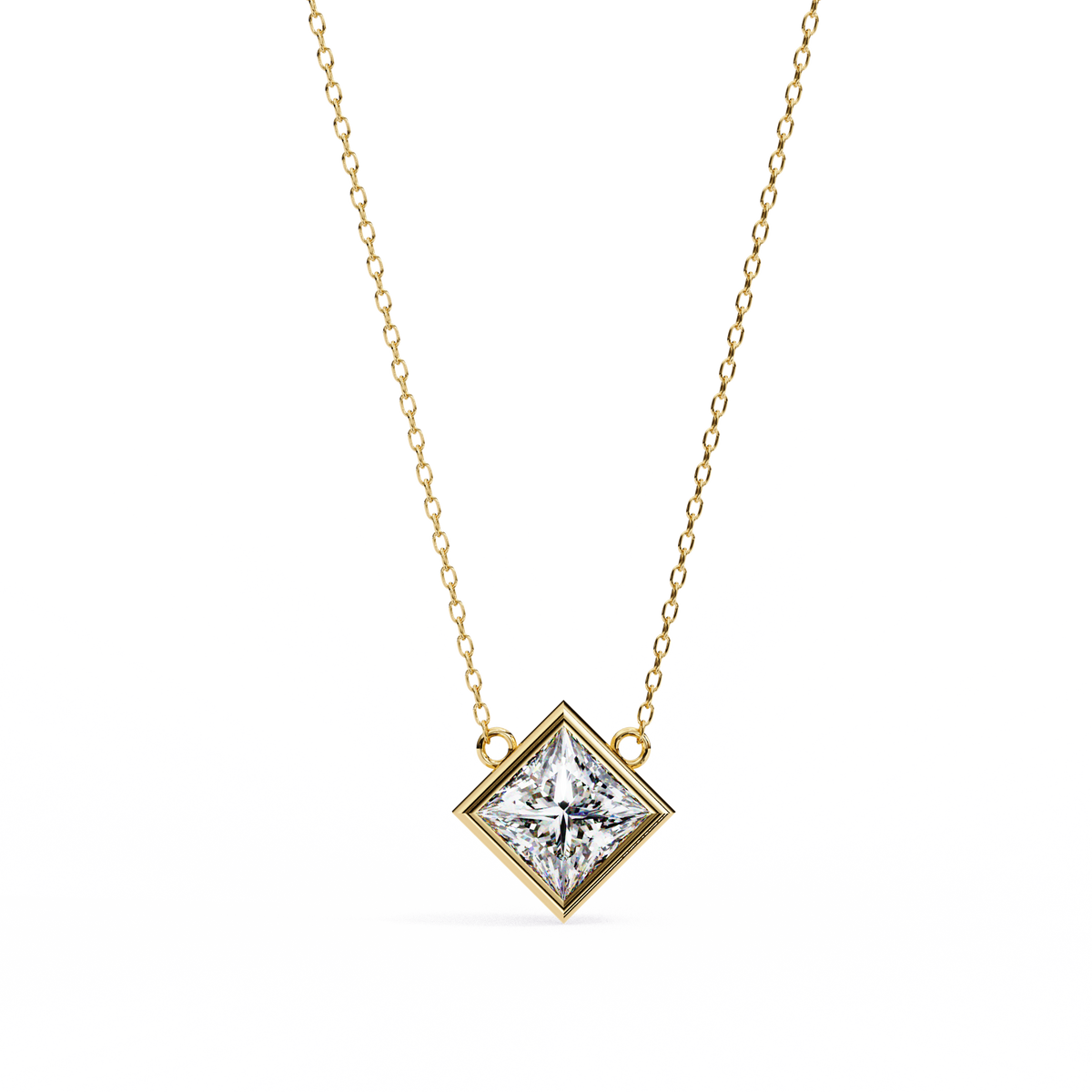 Reverra 14K Gold Princess Lab Grown Diamond Bezel Pendant For Women, CTTW-2.01