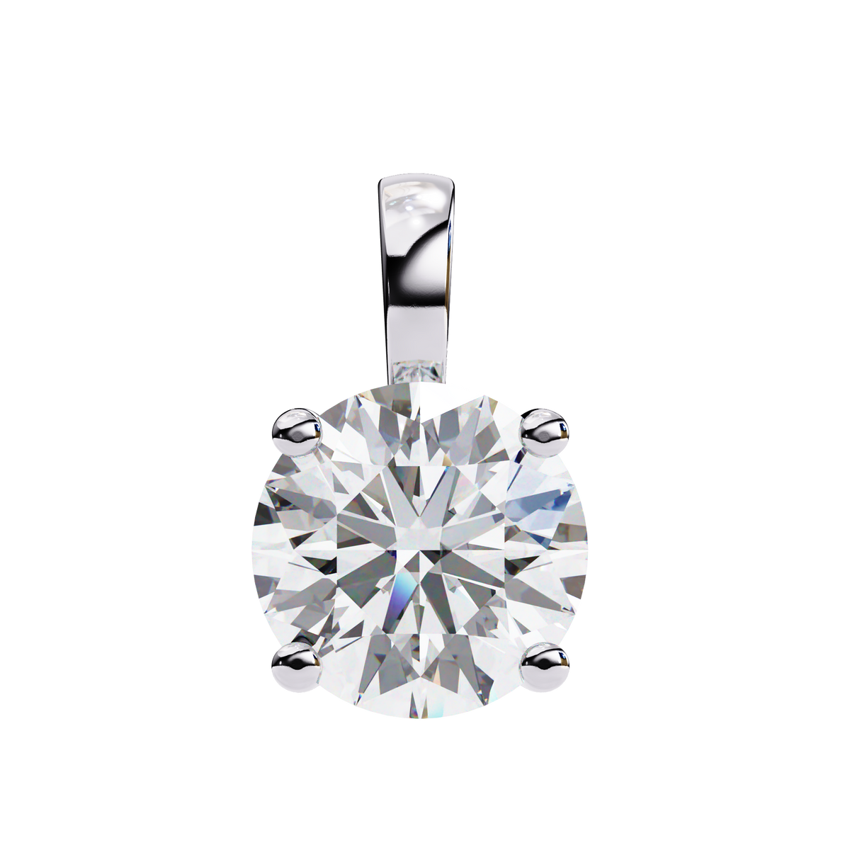 Reverra 14K Round Diamond Solitaire Pendant Necklace, CTTW-3.01