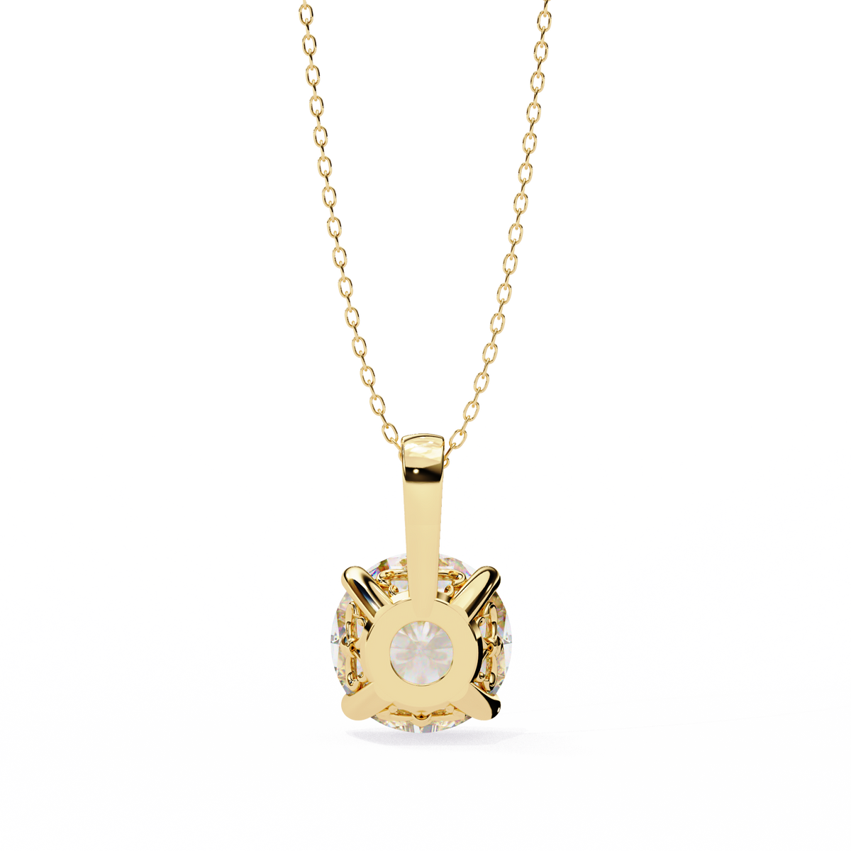 Reverra 14K Round Diamond Solitaire Pendant Necklace, CTTW-3.01