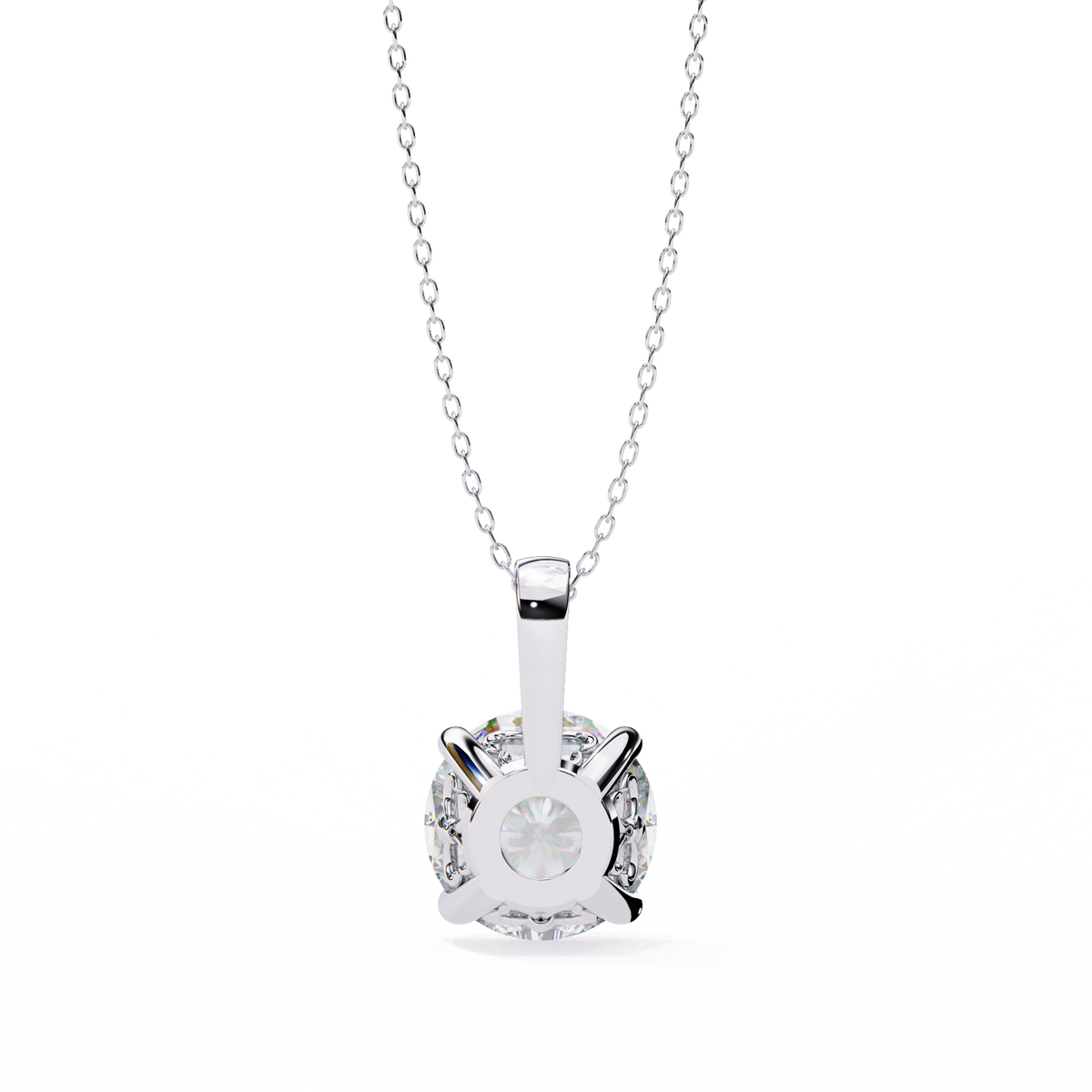 Reverra 14K Round Diamond Solitaire Pendant Necklace, CTTW-3.01