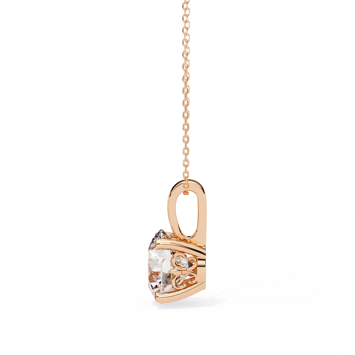 Reverra 14K Round Diamond Solitaire Pendant Necklace, CTTW-3.01